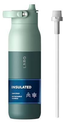 LARQ Bottle Swig Top 1 L - Isolierte Edelstahlflasche mit breitem Hals | Hält Wasser kalt | Thermosflasche, BPA-frei | Wiederverwendbare Trinkflasche für Sport und Reisen | Eucalyptus Green