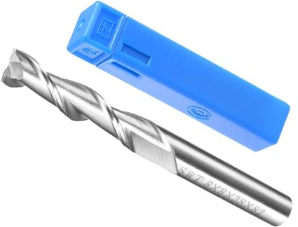 CoCud 2-Flute Spiral End Mill Bits, 8mm Diameter 38mm Length, High Speed Steel Straight Milling Cutter with Storage Case- (Applications: for Plywood Hardwood Plastic),