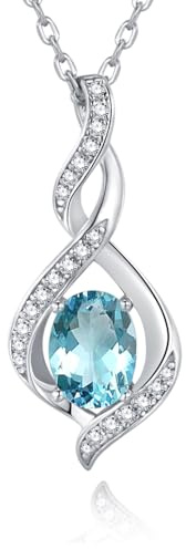 Leva Jewkis 925 sterlingsilver ädelsten födelsesten halsband infinity hänge smycken födelsedag smycken för kvinnor flickor mor, 40 + 5 cm, Sterlingsilver, Ingen ädelsten