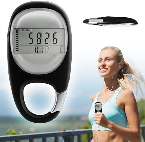Tragbar Digitaler Schrittzähler, 3D Schrittzähler mit Clip, Mini Schrittzähler, Schrittzähler Zum Gehen, rittzähler Ohne App und Handy, Mit deutsch-englischer Bedienungsanleitung