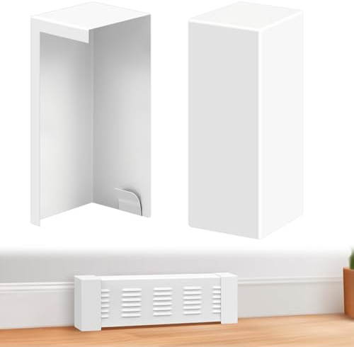 Gandeer 2 Pcs Metal Baseboard Heater Covers End Caps, Left and Right, Stainless Steel Baseboard Covers End Caps for Radiator Heater, White(Square)
