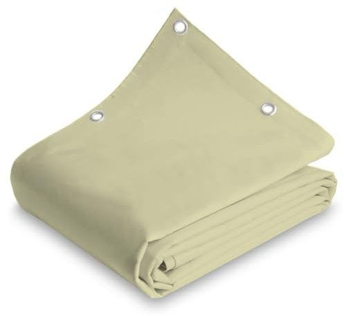 TELOMERITI® - Telo/Telone in PVC 650gr/mq con Occhielli in Alluminio, Rinforzato, tipo da camion, Impermeabile, Copritutto Da Esterno, Vari Colori, Made in Italy (Avorio Scuro, 2,5X2 Metri (5 MQ))