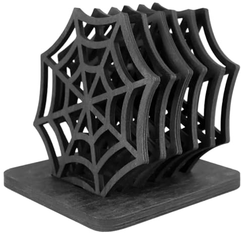 6Pcs Spider Web Coasters & Base Black Spider Web Halloween Decoration Coasters Gothic Halloween Table Mats for Home Office Party Decor 7Pcs/Set