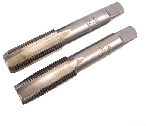Lot de 3 tarauds et tarauds en acier rapide HSS pour filetage métrique M14 x 1,25 mm avec filières pour travail du métal à droite, construction en acier rapide, qualité industrielle