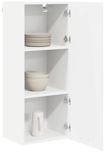 vidaXL Armadio pensile Bianco 40 x 31 x 100 cm Legno multistrato, Armadio da cucina moderno, design rettangolare, ampio spazio, materiali resistenti, stile contemporaneo, per l'organizzazione in
