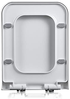 Abattant de WC carré blanc à fermeture douce avec charnières silencieuses à dégagement rapide, siège de toilette rectangulaire à dégagement rapide, fixation supérieure simple, 05b,One Color-04f