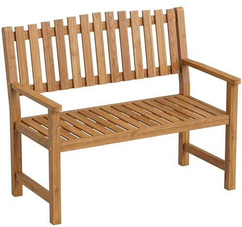 Outsunny Banc de Jardin 2 Places en Bois d'Acacia - Banquette de Terrasse Charge Max. 320kg - Mobilier pour Aménagement Robuste avec Accoudoirs, Design à Lattes Ergonomique, Finition Huilée Naturelle