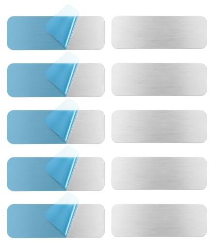 10 Pack Metal Plate for Magnets, Adhesive Iron Strips Sticker for Magnetic Under Counter Lighting, Rechargeable Motion Sensor Light Mounting Plates, Silver 2.8 × 1.0 inches