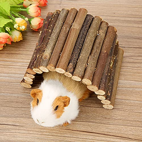 ZJchao Pig Animal Wooden Hamster Bendy Wooden Bridge Ladder Toy for Small Animals | Flexible Chew Bridge for, Rodents & Reptiles | Safe Wood Construction | Ideal for Climbing & (Small Size 3.8x4.8cm)