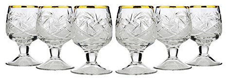 Neman WG5290G-X, 1.7 Oz. Crystal Cut Sherry Glasses with Short Stem, Classic Hand-Made Liqueur Cordial/Vodka Shot Glasses, Wedding Gift Drinkware, Set of 6