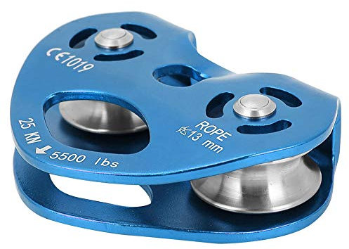 Alomejor 25KN Flaschenzug Aluminiumlegierung Klettern Flaschenzugblock Anti Skid Platten Einzelnen für Rettung(Blau)