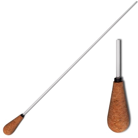 Montford Conductor's Baton - 16 with Pear Shaped Cork Handle - for Secure Grip - Elegant White Lacquered Stick - Precision and Balance for Orchestra/Band Conductors - MFBC16P