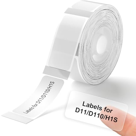 Carta termica per etichette NIIMBOT D11 14 × 30mm Adesivi impermeabili resistenti agli strappi sostituzione per D11 Label Print Office & Home 210 etichette/rotolo (trasparente)