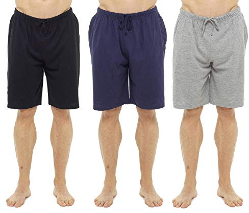 Keanu Mens 3 Pack Lounge Shorts Cotton Pyjama Short Trouser Bottoms Jersey Night Wear Summer Sizes M-3XL (BGN, XL)