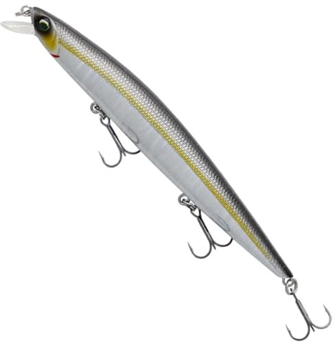 Savage Gear Sea Bass Minnow - Realistischer Salzwasser-Angelköder für Angler, Ultra-Weitwurf Design, für die Jagd auf Seebarsche, Barsche und andere Salzwasser-Raubfische Nero Holo 12 cm