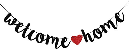 AINIUNIU Guirnalda de Bienvenida, Banners de Bienvenida a Casa, para la Decoración de la Casa de la Familia, Bienvenida al Bebé Bienvenido a Casa para Amigo, Salud del Bebé Relacionado (negro)