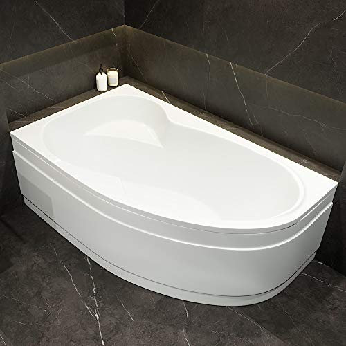 AQUADE Eckbadewanne Mainz Links 170x100cm Komplettset inkl. Untergestell, Ab-Überlauf - Schürzen-Set - Extra stabile Badewanne Eckwanne