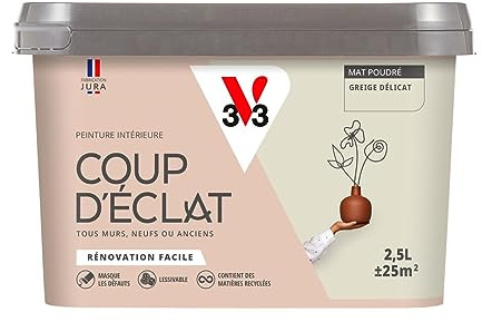 V33 Peinture murale intérieure Coup d'Éclat® Greige délicat Mat Poudré 2,5L