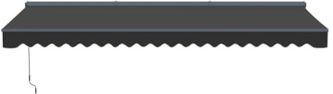 Aleko 20x10 Moroccan Style Semi-Cassette Motorized Patio Awning, Remote Control Electric & Manual Crank, LED Lights, UV-Protected Fabric Canopy Shade - Onyx Black