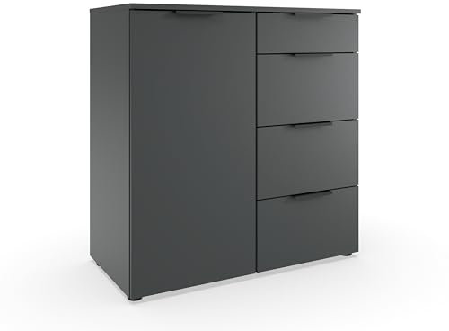 möbelando Kombikommode >Amsterdam< in Graphit - 81x84x41cm (BxHxT)