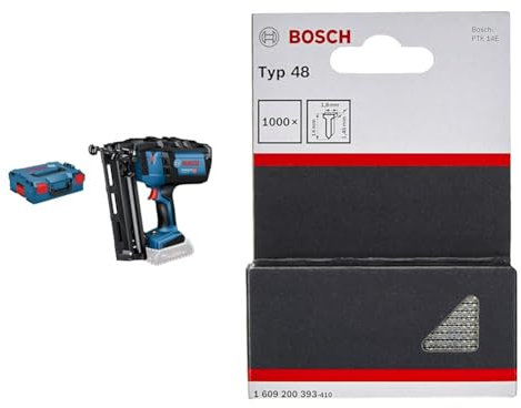 Bosch Professional 18V System cloueur sans-fil GNH 18V-64 M (de clou 16 mm, maxi longueur de clou 64 mm, sans batterie ni chargeur, dans L-BOXX 136) + 1609200393 Clou Lot de 1000 14 mm, Gris