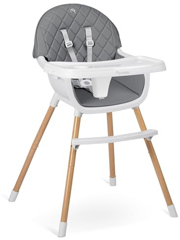 Nukido Hochstuhl Baby Kinderhochstuhl Essstuhl 3in1 Abnehmbares Tablett Verstellbar Sicherheitsgurt Stabil Pflegeleicht Babyhochstuhl Ab 6 Monaten Lilo Weiß Grau