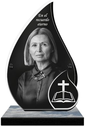 ETERNEL - Targa Funeraria Personalizzata Bagliore Croce della Bibbia Foto e Testo personalizzabile, targa funeraria incisa al laser per omaggio, targa cimiteriale, tombale, commemorazione, funerali