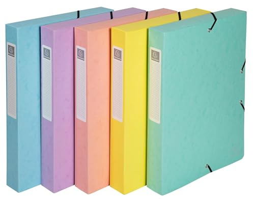 Exacompta - Ref. 59550E - 8 cajas de archivado con gomas Aquarel, 2,5 cm, en tarjeta brillante de 600 g/m2, dimensiones 25 x 33 cm, para documentos A4, se envían montadas