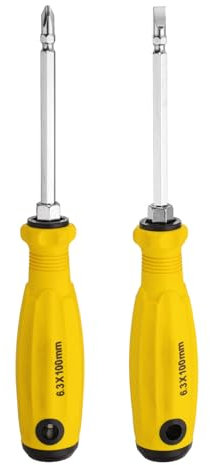 sourcing map 2 in 1 Screwdriver PH2 Phillips & SL3 Slotted Magnetic Screwdrivers CR-V with Ergonomic Handle for DIY Repairing, Yellow