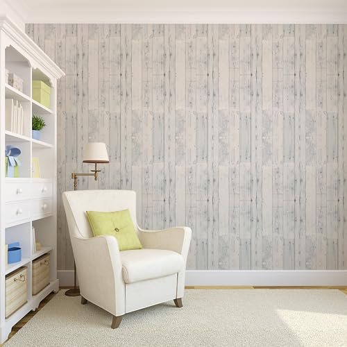 AMIGO Bois Décoller et Coller Papier Peint Gris/Blanc pour Cuisine sur Fond 44.5x500cm