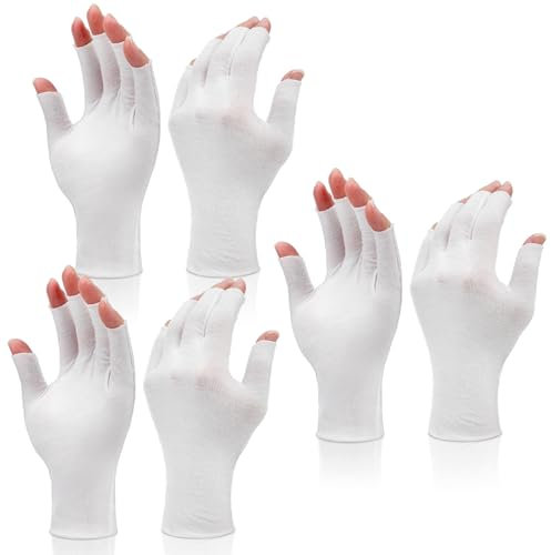 3 Paar Fingerlose Handschuhe Baumwollhandschuhe Dünne Handschuh Gym Handschuhes Sommer Halbfinger Anti-UV Schutz,Dünn Sonnenschutz Fäustlinge Gloves für Fahren Golf Radfahren