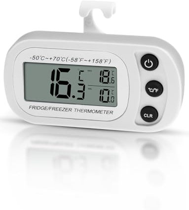 Houdian Termometro digitale per frigorifero, termometro, funzione di registrazione massima/minima, termometro impermeabile per frigorifero/congelatore (nero)