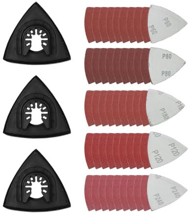 53 piezas Placa De Lijado Delta, Almohadillas Lijado Oscilante Para Dedos, Almohadilla Lijado Triangular, Placa Lijado Multiherramienta Kit, Lijado Multiherramienta Oscilante con Hojas de Lija (80mm)