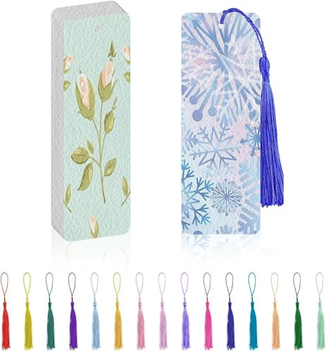 50 Sheets Watercolour Paper Bookmarks 140 lb/300 GSM,Water Colour Paper Blank Bookmarks, Watercolour Bookmark Pads,Book Markers Postcards for Artists Painting Drawing Papers with 15 Tassels, (15x5cm)