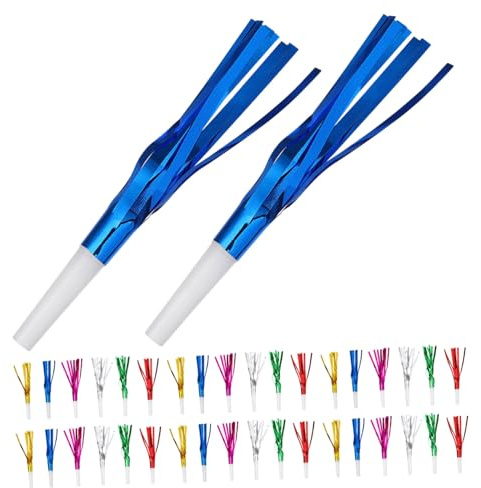 Yardwe 60 Piezas Silbatos Divertidos para Flecos Metálicos Dorados Juguetes de Ruido para Fiestas Infantiles Shower Cumpleaños y Celebraciones Festivas