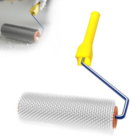 Rouleau Débulleur Ragréage, Rouleau à Pointes 23cm, Rouleau Debulleur pour Débullage de Colle Epoxy Résine Béton Enduit