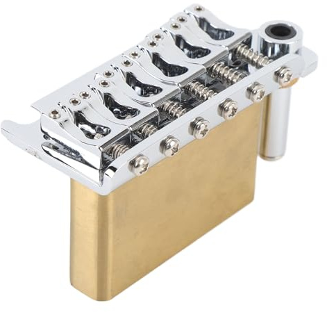 Asixxsix Pont Trémolo pour Guitare électrique, Espacement des Cordes de 54 Mm, Remplacement du Pont de Guitare à 6 Cordes avec Bloc en Laiton Massif pour Système Trémolo à 6