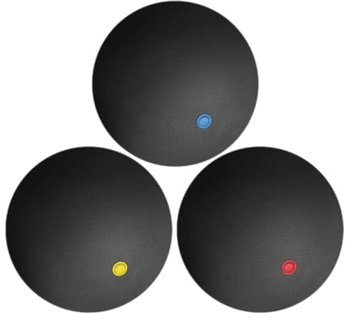 Gatuida Lot de 3 de Racquetball en Caoutchouc à Rebond Élevé Points Simples Jaune, Bleu et Rouge, pour Entraînement Intérieur et Extérieur, Boules D’entraînement Précises
