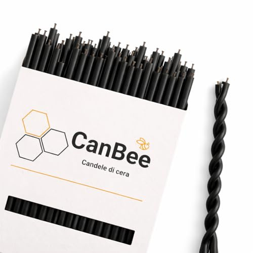50 Candele Sottili Nere in Cera d’Api Naturale – 18 cm x 0,6 cm – Senza Fumo – Durata fino a 60 Minuti – Ideali per Rituali Guidati, Meditazione Prolungata e Atmosfere Intime – CanBee