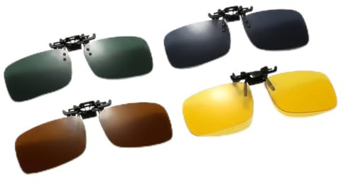 Clip Solaire 4 Pièces, Clip Lunettes de Soleil Polarisées, Surlunettes de Soleil Pour Hommes Et Femmes, Pour La Conduite Les Activités De Plein Air, Protection UV400 Anti Éblouissement, Design Léger