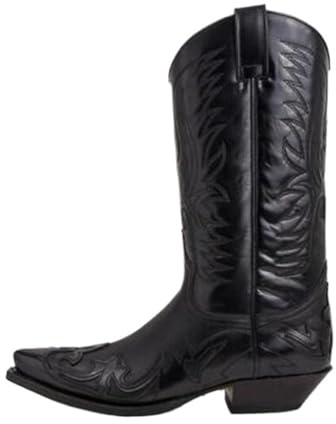 EKalgretrA Botas Cowboy Botas de Hombre Vaquero Cuero Moda Motocicleta tacón Medio Casual(Black,36 EU)