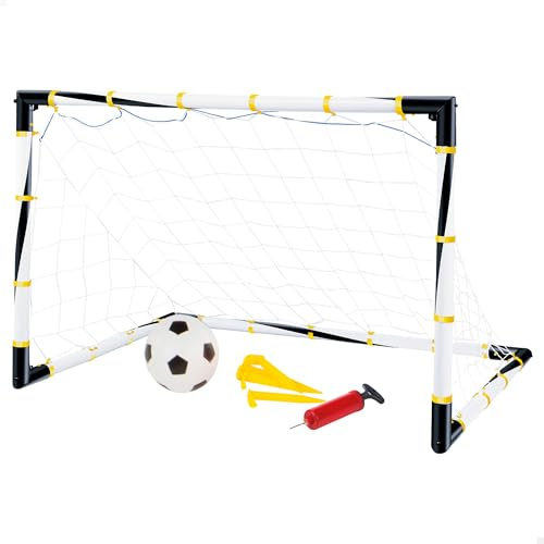 COLORBABY 43690 - Portería de fútbol Plegable con balón e hinchador, CB Toys, Juguete Deportivo, Niños jardín, Incluye 4 piquetas, Juegos de Exterior, 6 años, Juguetes y Regalos Infantiles