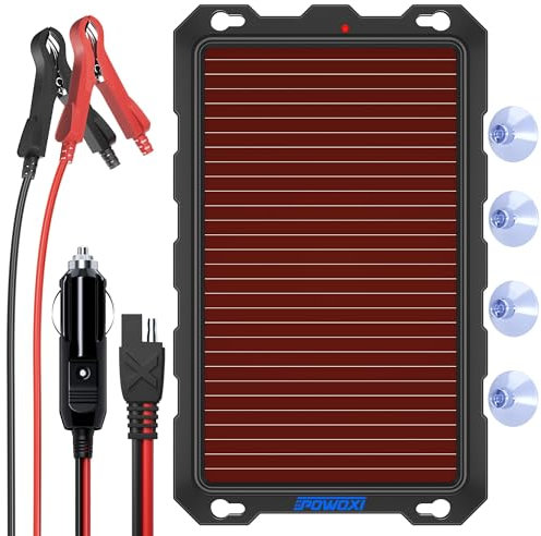 Solar Car Battery Trickle Charger, 12V 3.3W Solar Battery Charger Car, Waterproof Portable Amorphous Solar Panel For Automotive, Motorcycle, Boat, Atv,Marine, RV, Trailer, Powersports, Snowmobile, etc