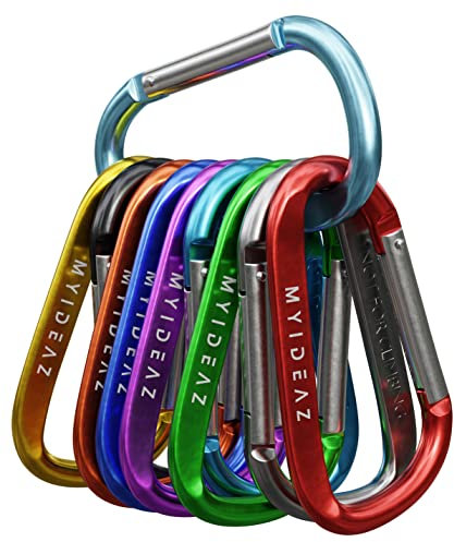 Karabiner mit gefederter Verschluss, 10er Set 80mm große Karabinerhaken aus hochwertigem Premium Alu für Camping, Wandern …