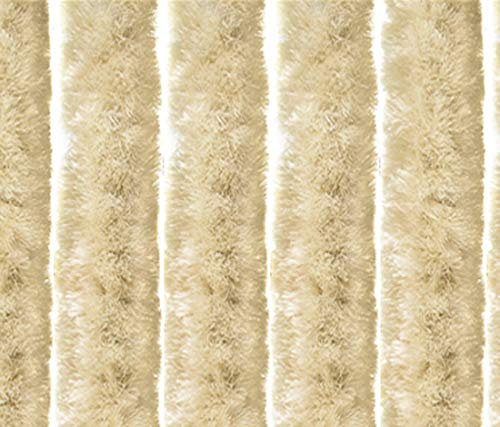 EXPLORER Fleece Door Curtain 100 x 200 Chenille Fun Beige Star Fly Protection