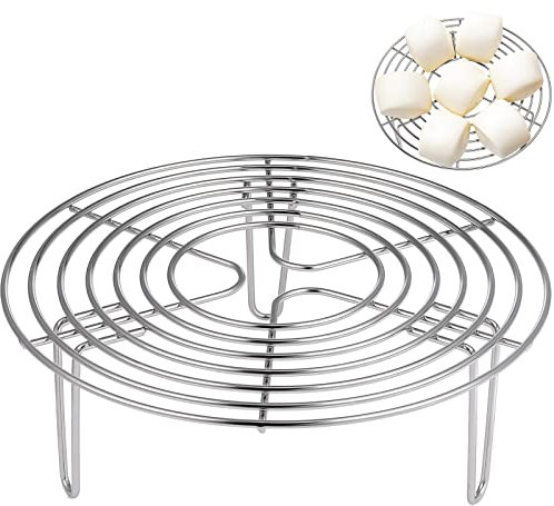 HEMOTON Griglia per Cottura a Vapore in Acciaio Inox Griglia di Raffreddamento Rotonda per Sottopentola Supporto per Cestello per Cottura a Vapore, 20X7 Cm