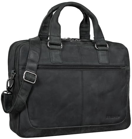 STILORD 'Lysander' Arbeitstasche Leder Groß Vintage Aktentasche XL Bürotasche 15,6 Zoll Laptoptasche Office Bag Umhängetasche Aufsteckbar Echtleder, Farbe:anthrazit