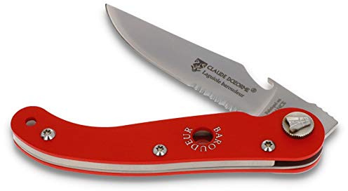 Claude Dozorme Laguiole BAROUDEUR Taschenmesser - Griff Alu rot eloxiert - Edelstahl matt - Tool Messer Frankreich