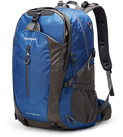 SPEEDPARK Wanderrucksack, 40 l, wasserdicht, Wanderrucksack, Tagesrucksack mit Regenschutz, Outdoor, Trekking, Reiserucksäcke für Damen und Herren, Himmelblau, 40L, Wandern im Freien