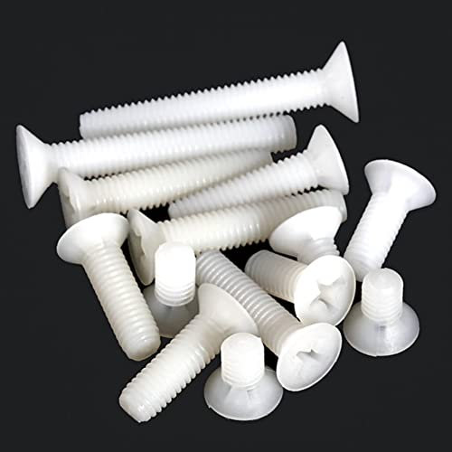 CONPHERON Tornillos de cabeza avellanada cruzado de nailon Tornillos de cabeza plana Tornillos de plástico blanco, M4*16 mm,100 pcs